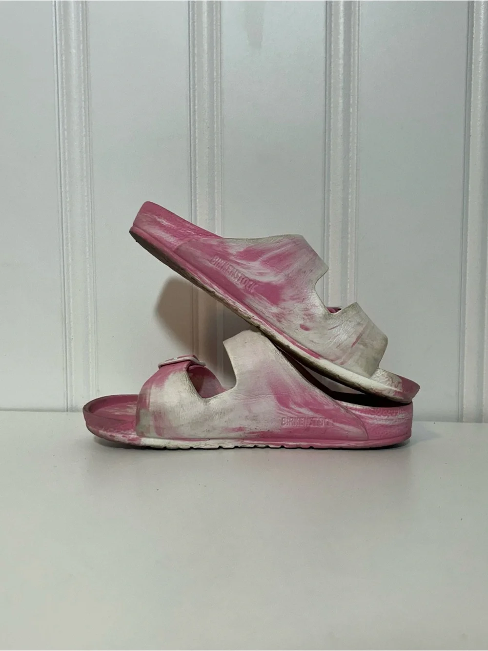Birkenstock Arizona Eva pink white marble sandals